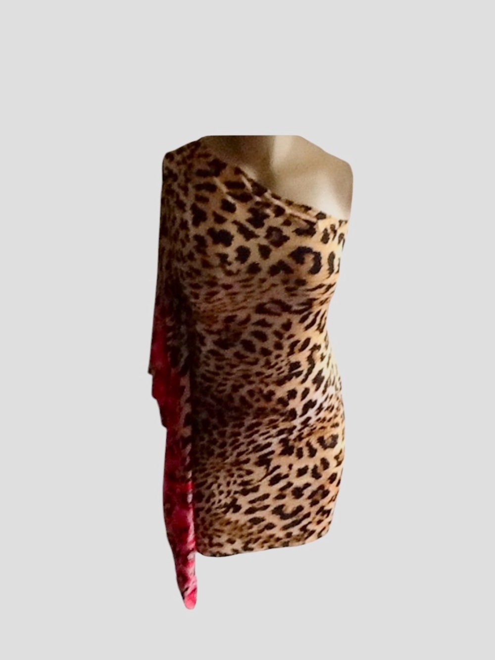 One Shoulder Leopard Floral Dress
